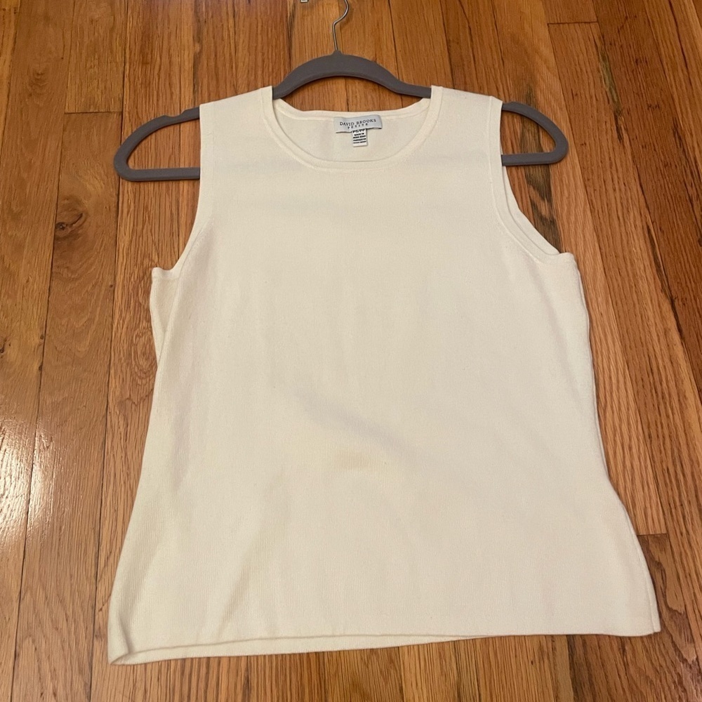 David Brooks White Tank Top Size Small
